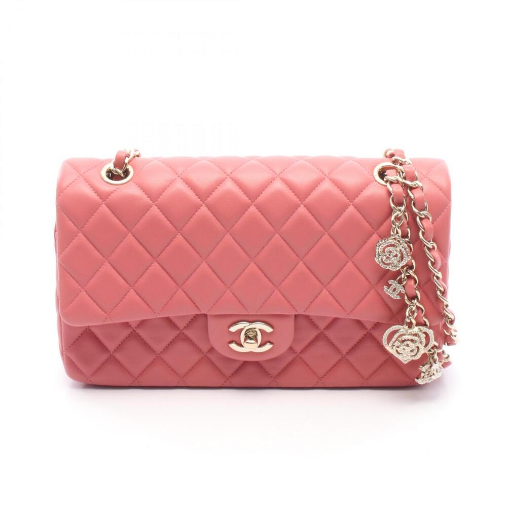 Chanel Matelasse Single Flap Shoulder Bag Leather Pink